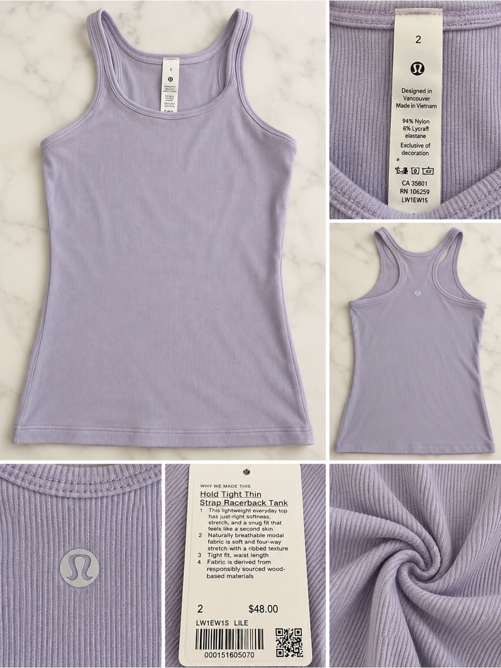 lululemon athletica Light Lavender Ribbed Racerback Tank - Picture 2 of 5